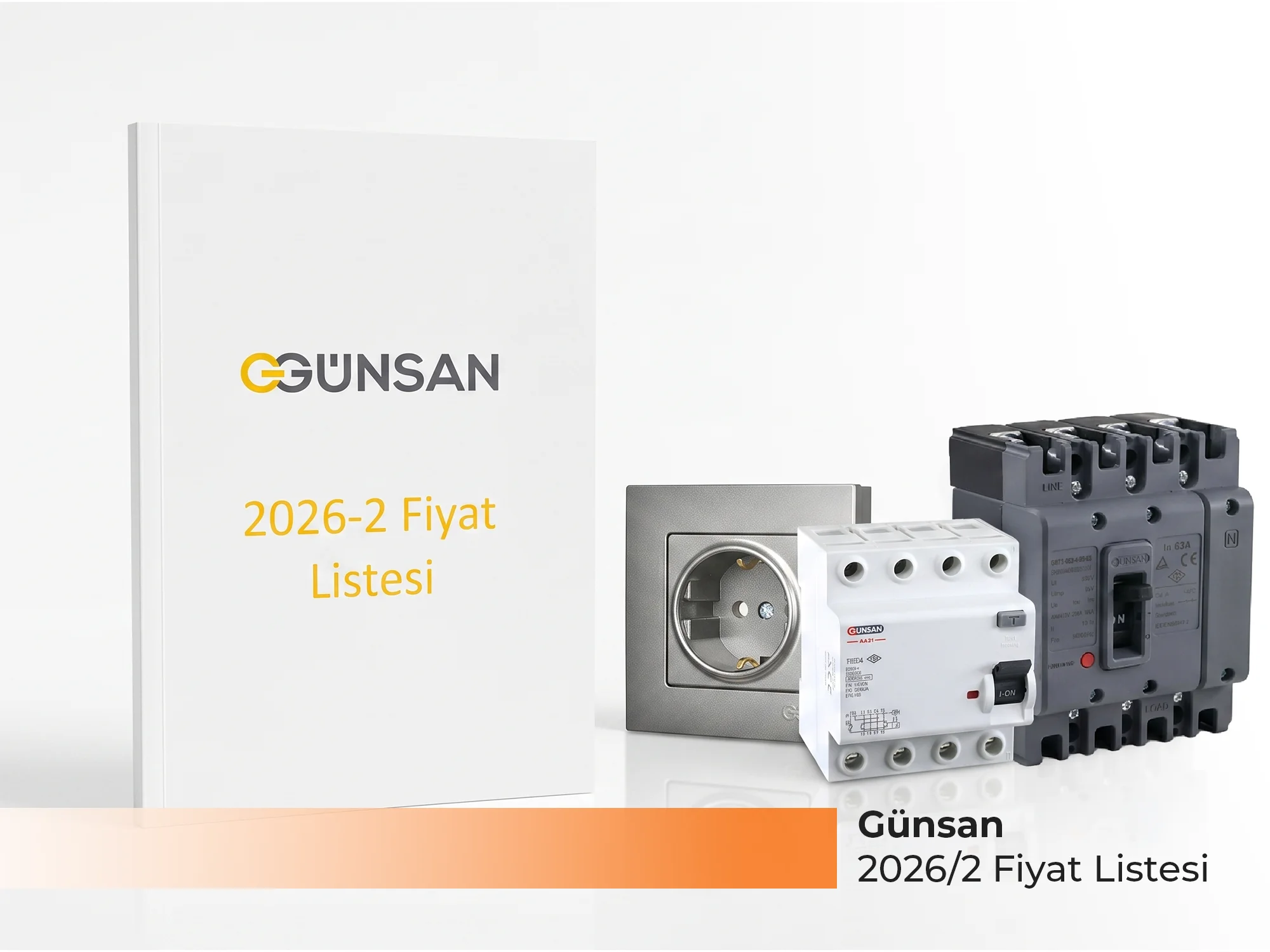 Günsan 2026/2 Fiyat Listesi Yayınlandı Günsan 2026/2 güncel fiyat listesi, anahtar-priz serileri, grup prizler ve şalt ürünlerini içeren katalog - Levent Elektrik Antalya