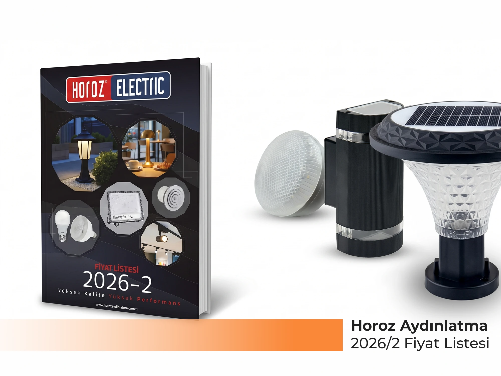 Horoz Aydınlatma 2026/2 Fiyat Listesi - LED Aydınlatma Ürünleri Horoz Aydınlatma 2026/2 güncel fiyat listesi kapağı, LED ampul, panel, projektör, şerit LED ve tavan fanı ürünlerini içeren aydınlatma kataloğu - Levent Elektrik Antalya