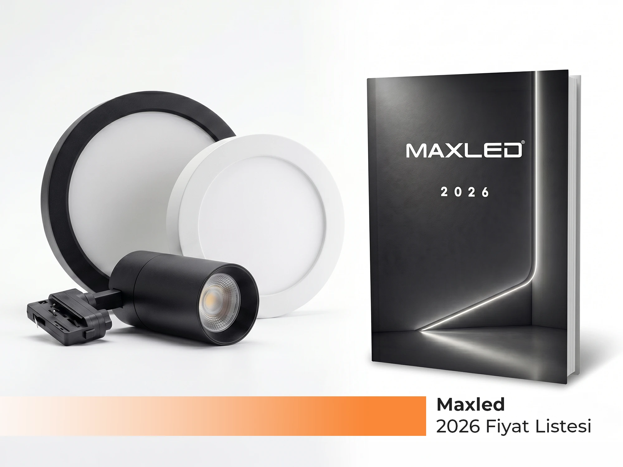 Maxled 2026 Fiyat Listesi Yayınlandı - LED Aydınlatma Ürünleri Maxled 2026 güncel fiyat listesi kapağı, LED panel, projektör, downlight ve şerit LED ürün gruplarını içeren aydınlatma kataloğu - Levent Elektrik Antalya